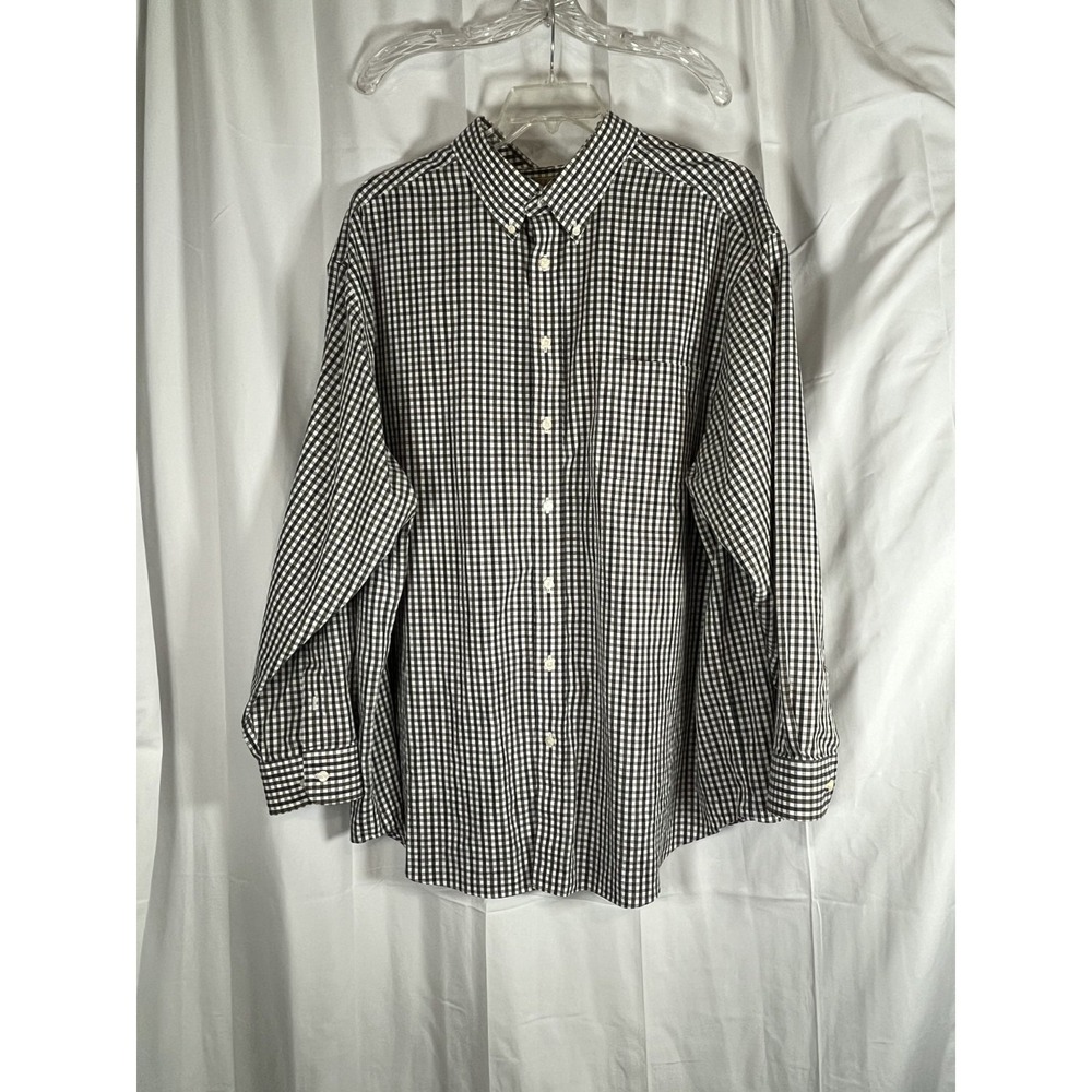 Roundtree & Yorke Button Up Shirt Mens Black &White Check Casual Long Sleeve 3XB